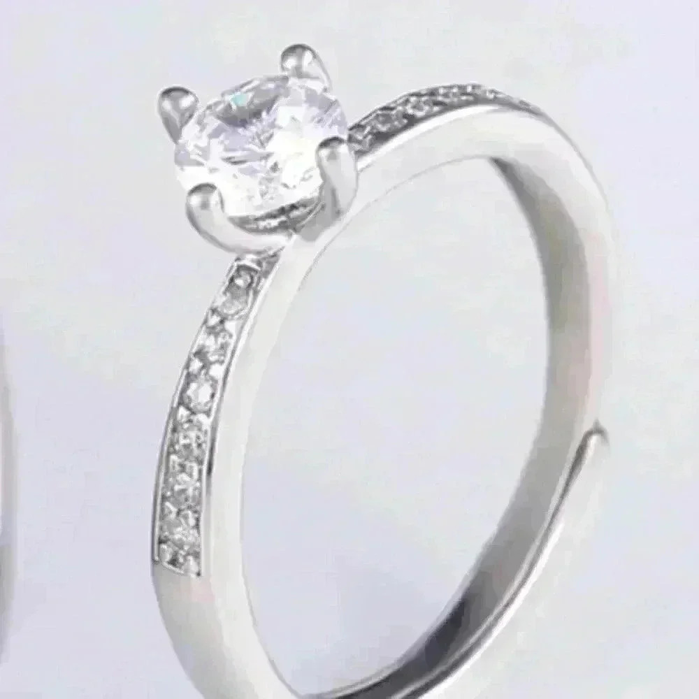 🔥925 Silver Plated Promise Lovers Dainty Round CZ Women Ring, GPMB1435